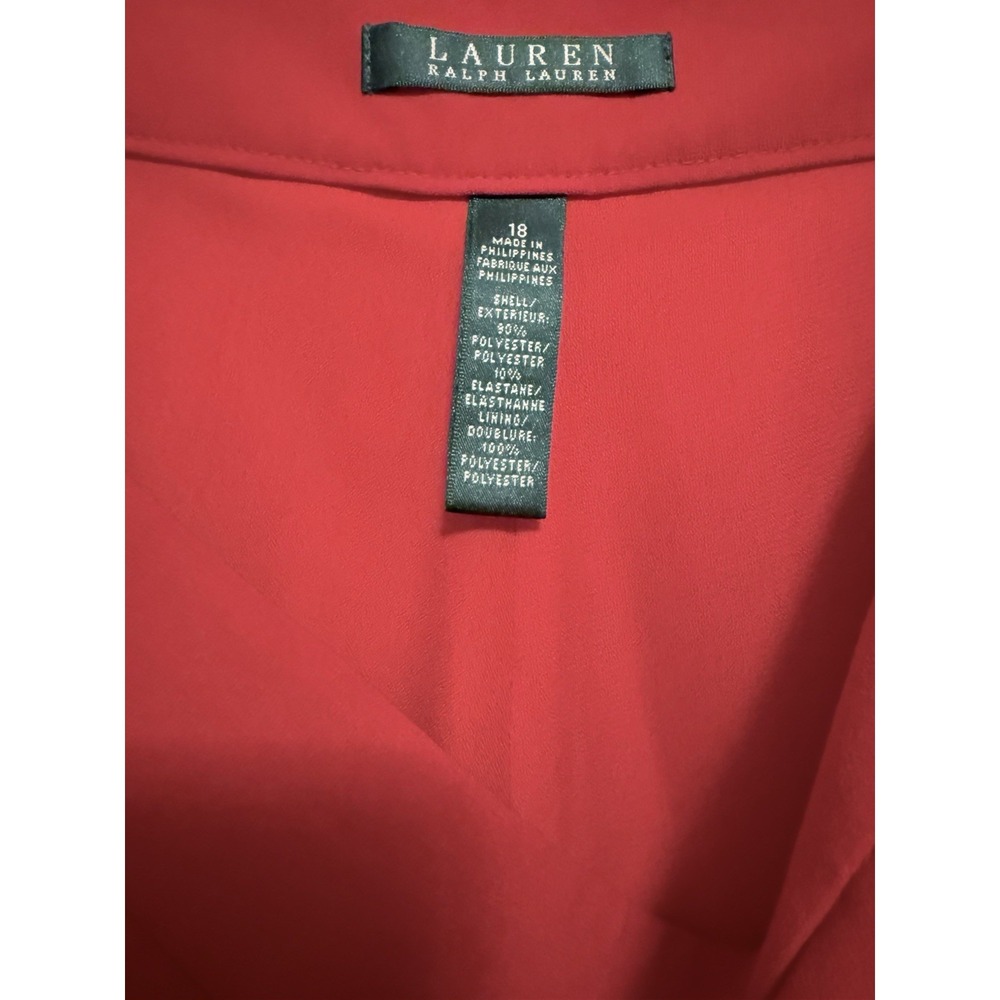 Women's NWT Lauren Ralph Lauren Cherry Red Wide Leg Pants Size 18 - Picture 2 of 4